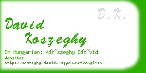 david koszeghy business card